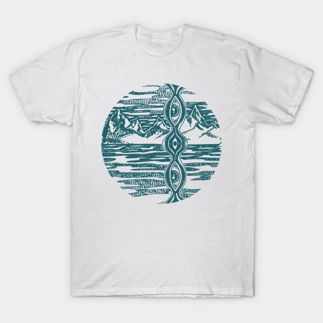 Eye Sea Mountains T-Shirt by HenryBennettArt